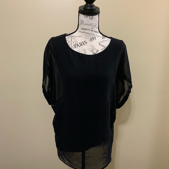 Joseph Tops - Joseph A. Black Sheer Short Sleeve Medium Top